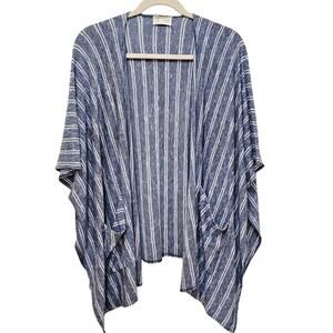 Anthropologie Soft Saturday/Sunday Barlia Blue Striped Boho Kimono w‎ Pockets